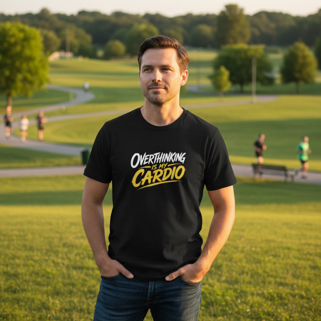 Overthinking Is My Cardio black T-shirt